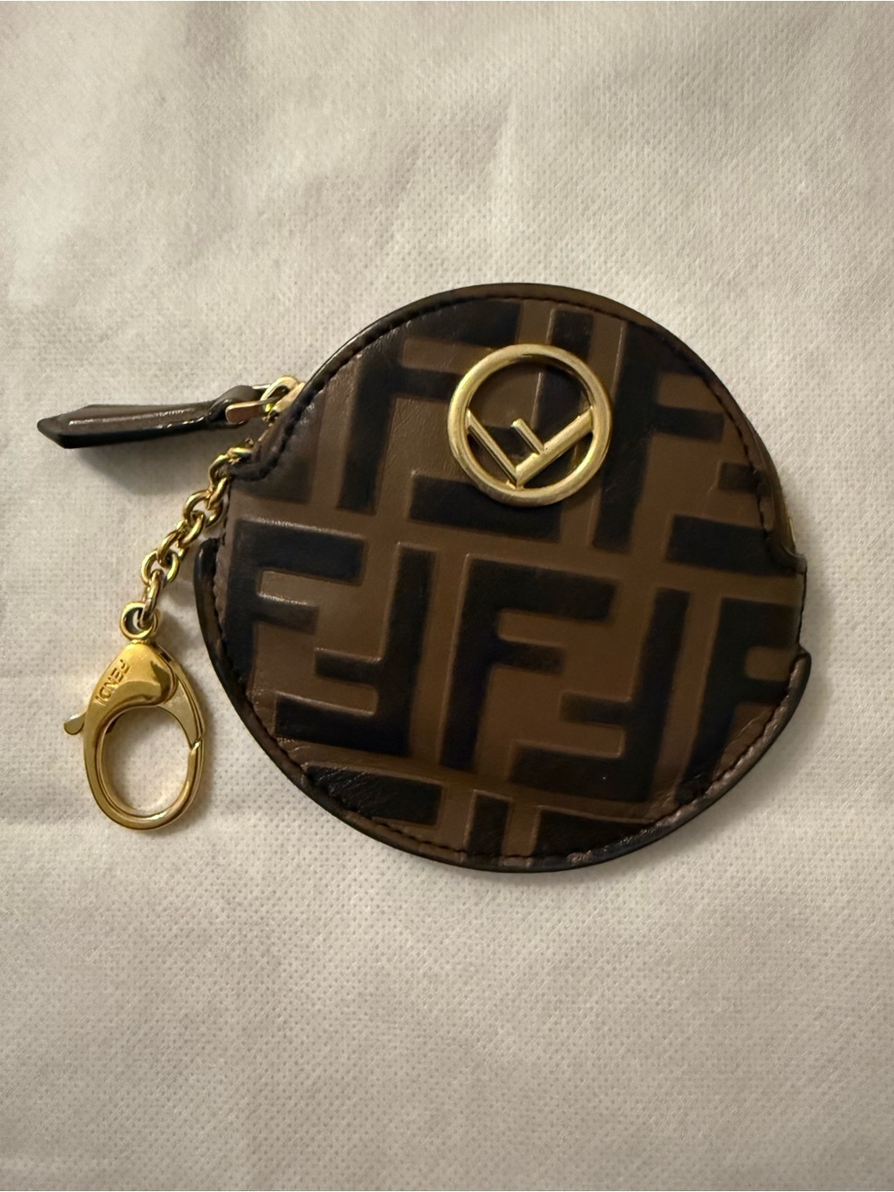 Fendi Zucca F is for Fendi Round Coin Purse / Key Case